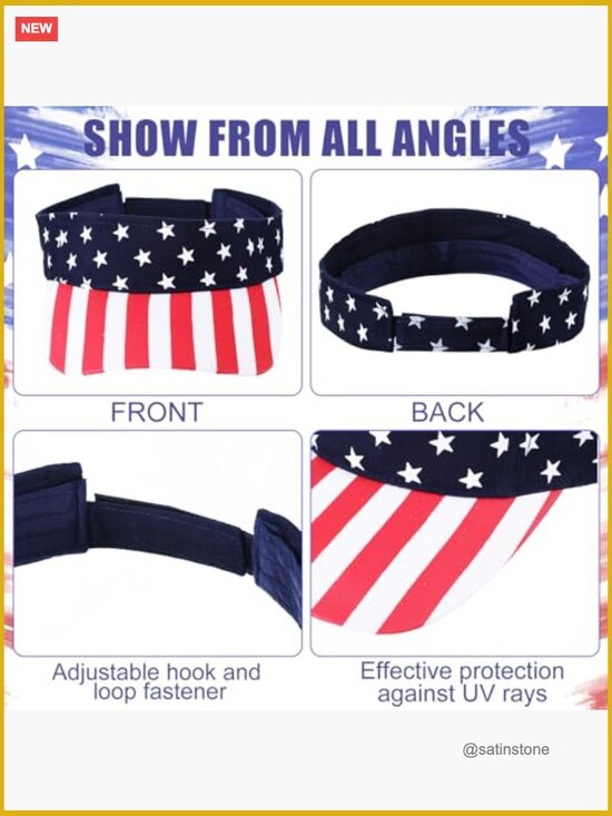 12 Pack Patriotic Sun Visors Adjustable Cotton Summer Hats for Women Men